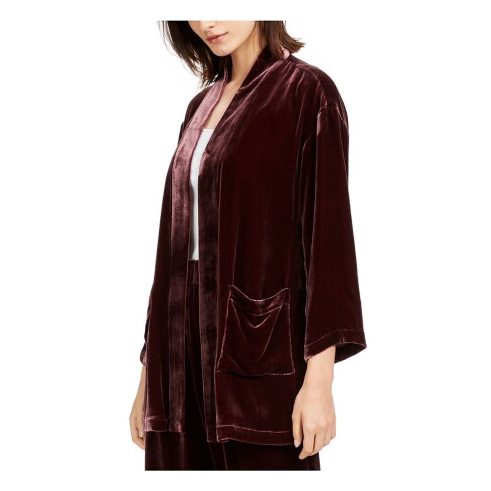 EILEEN FISHER Womens Purple 3/4 Sleeve Open Cardigan Sweater Petites SP - Picture 3 of 4